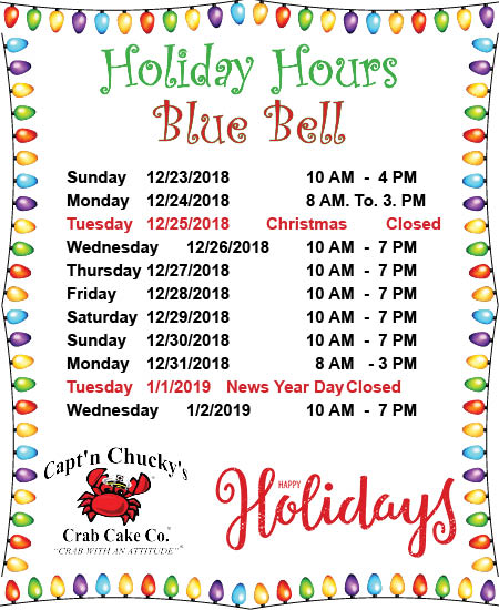 holiday hours 2018 Blue Bell