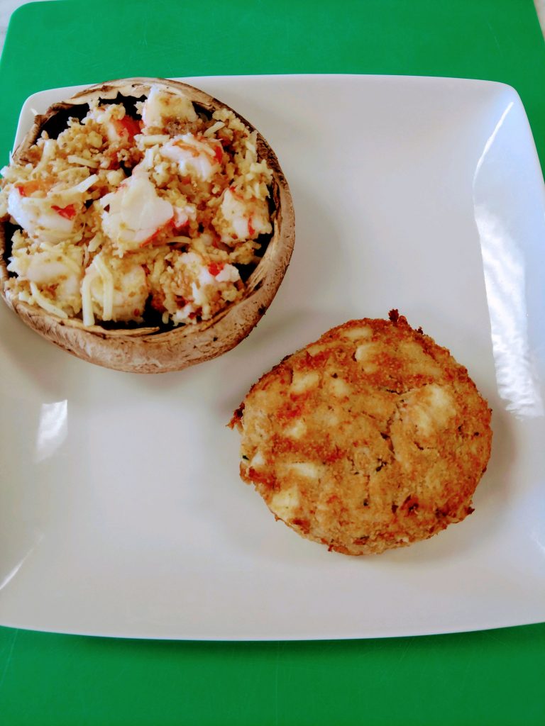 mega crab cake and stuffed shrimp portabella